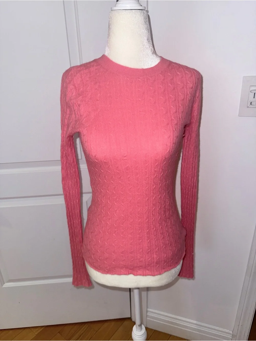 Banana Republic Coral Cable-Knit Crewneck Sweater
